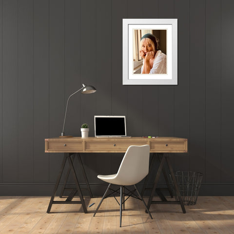 Portrait White Modern Wood Framed Art Print with Double Matting by Sasani, Behrouz