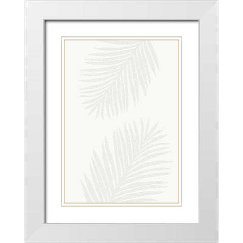 PALM LEAF 13 GRAY PATTERN White Modern Wood Framed Art Print with Double Matting by 1x Studio