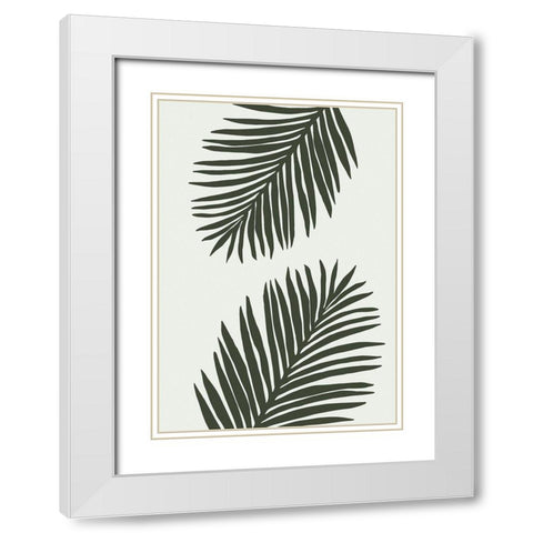 PALM LEAF 04 GREEN White Modern Wood Framed Art Print with Double Matting by 1x Studio