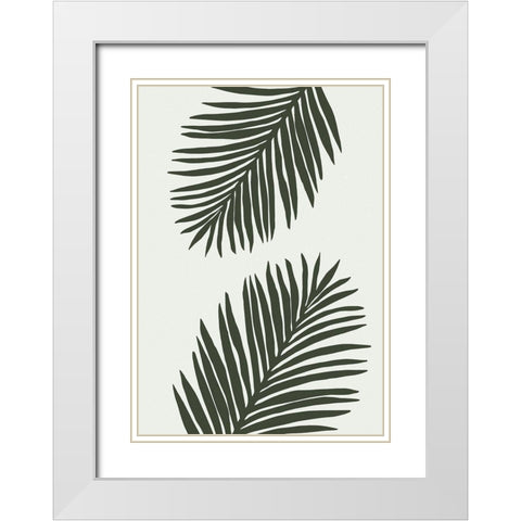 PALM LEAF 04 GREEN White Modern Wood Framed Art Print with Double Matting by 1x Studio