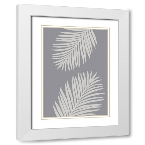 PALM LEAF 03 MEDIUM GRAY White Modern Wood Framed Art Print with Double Matting by 1x Studio