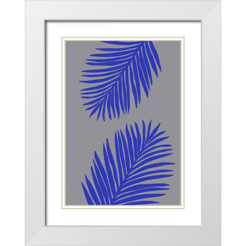 PALM LEAF 02 SOFT GRAY White Modern Wood Framed Art Print with Double Matting by 1x Studio