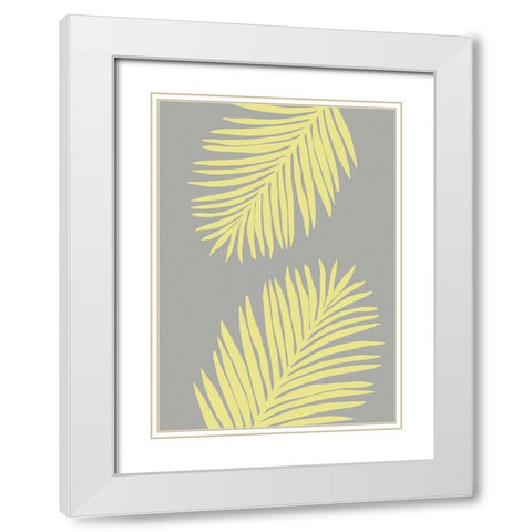 PALM LEAF 01 YELLOW White Modern Wood Framed Art Print with Double Matting by 1x Studio
