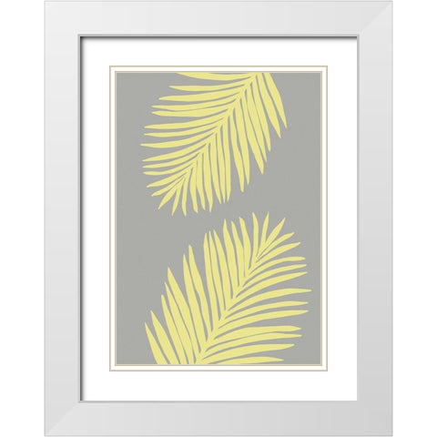 PALM LEAF 01 YELLOW White Modern Wood Framed Art Print with Double Matting by 1x Studio