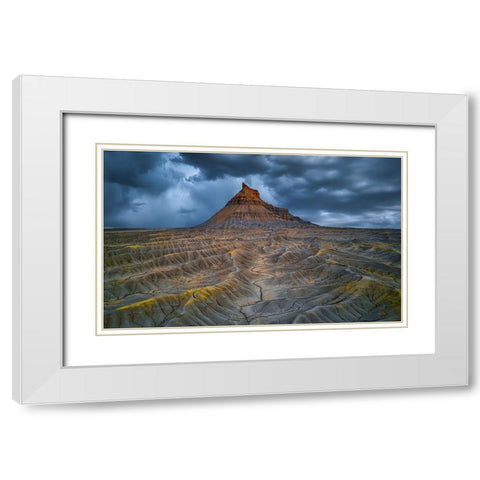 Factory Butte Before A Thunderstorm White Modern Wood Framed Art Print with Double Matting by Zheng, Michael