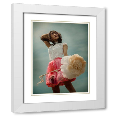 Flower In The Dune White Modern Wood Framed Art Print with Double Matting by Ugachi, Takako