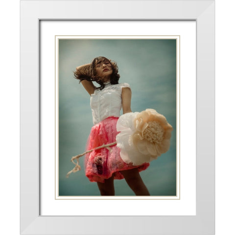 Flower In The Dune White Modern Wood Framed Art Print with Double Matting by Ugachi, Takako