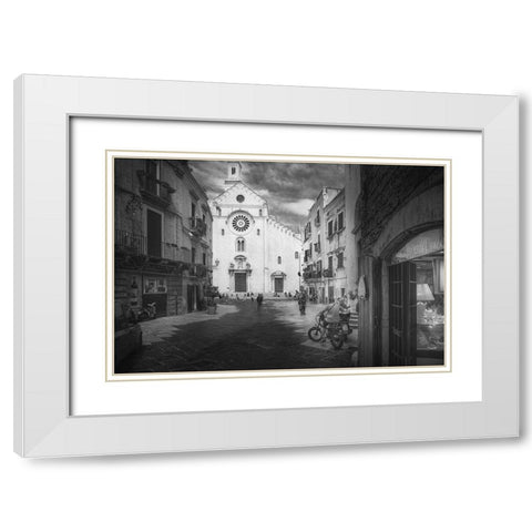 Tales In A Square White Modern Wood Framed Art Print with Double Matting by Pastor Benjumeda, Eugenio