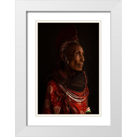 Elderly Wisdom White Modern Wood Framed Art Print with Double Matting by Dhaen, David