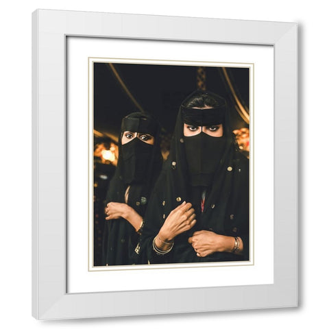 Arabic Woman White Modern Wood Framed Art Print with Double Matting by Alghasham, Kawthar