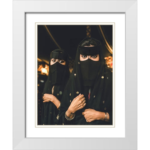 Arabic Woman White Modern Wood Framed Art Print with Double Matting by Alghasham, Kawthar