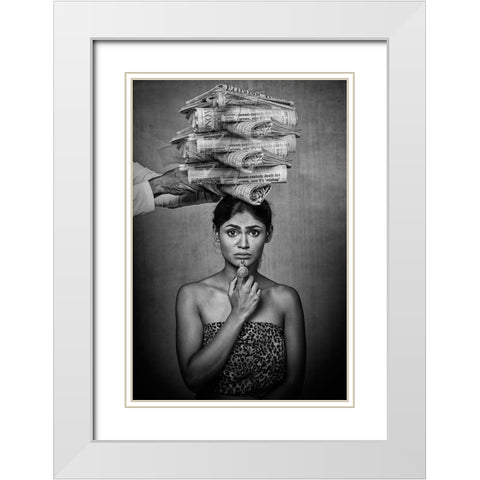Pressure Of Media White Modern Wood Framed Art Print with Double Matting by Bhattacharyya, Partha