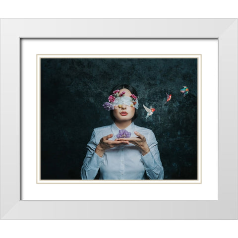 Even when you are blind you see White Modern Wood Framed Art Print with Double Matting by Kazamil, Farid