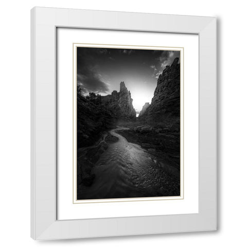 Onion Creek White Modern Wood Framed Art Print with Double Matting by P., Ruiqing