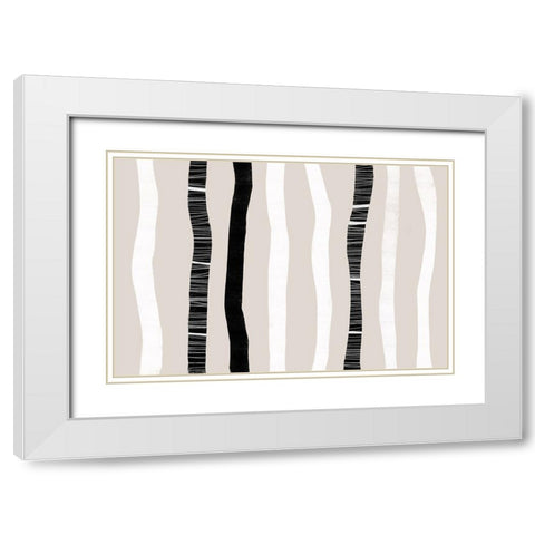 Stripes And Harmony White Modern Wood Framed Art Print with Double Matting by Uplusmestudio