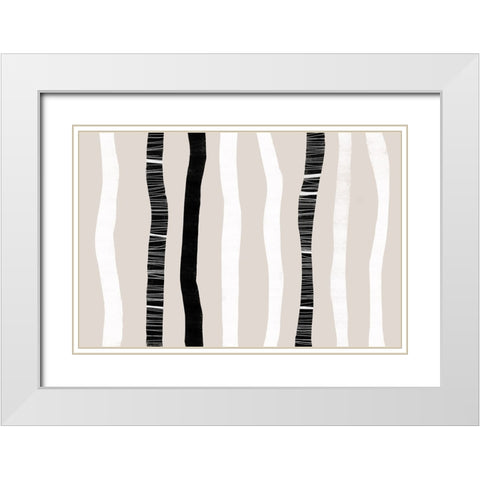 Stripes And Harmony White Modern Wood Framed Art Print with Double Matting by Uplusmestudio