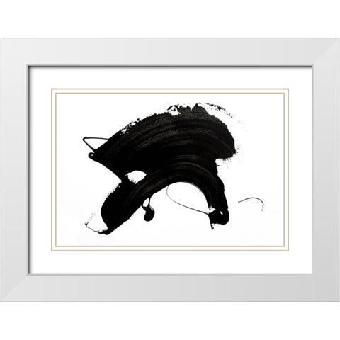 Black Abstract Stroke White Modern Wood Framed Art Print with Double Matting by Uplusmestudio