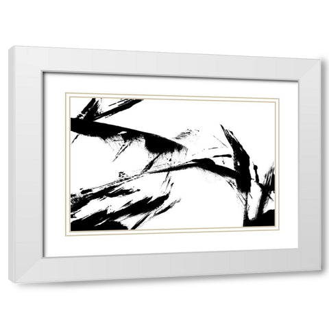 Feathery Streak White Modern Wood Framed Art Print with Double Matting by Uplusmestudio
