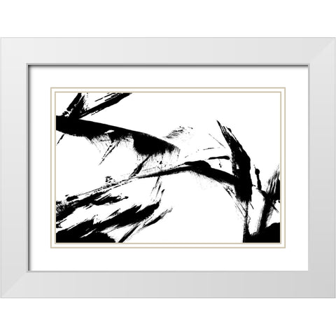 Feathery Streak White Modern Wood Framed Art Print with Double Matting by Uplusmestudio