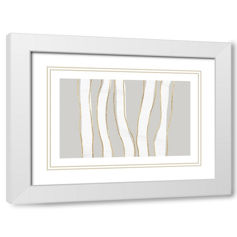 Lines White Modern Wood Framed Art Print with Double Matting by Uplusmestudio