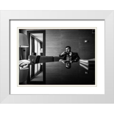 Alaattin White Modern Wood Framed Art Print with Double Matting by Camlilar, Erkan