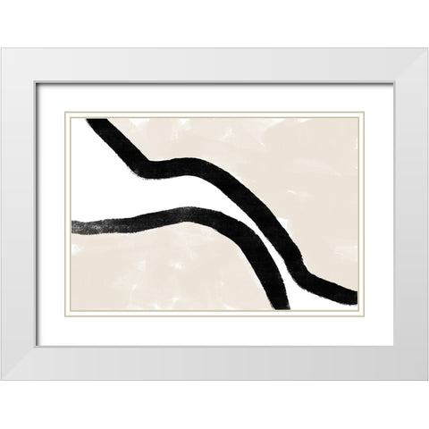 Abstracto Bordered White Modern Wood Framed Art Print with Double Matting by Uplusmestudio