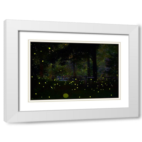 Amazing Fireflies Light White Modern Wood Framed Art Print with Double Matting by Liang, Ken
