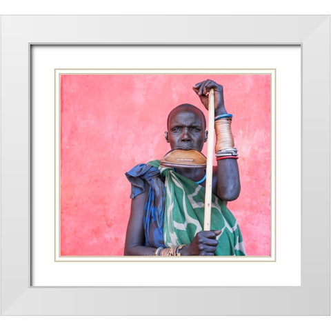 The Largest Plate In The Mursi Tribe-Ethiopia White Modern Wood Framed Art Print with Double Matting by Wiener, Iris