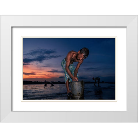 Stories Of Daily Life White Modern Wood Framed Art Print with Double Matting by Biswas, Kuntal