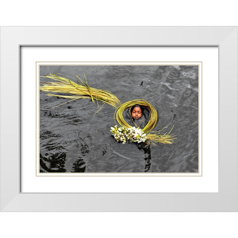 Lily Girl White Modern Wood Framed Art Print with Double Matting by Mahabub Hossain, Md