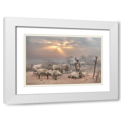 Enlightened White Modern Wood Framed Art Print with Double Matting by Cole, Trevor