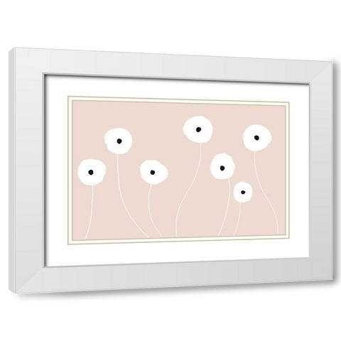 Scandi Flowers No 1 White Modern Wood Framed Art Print with Double Matting by Uplusmestudio