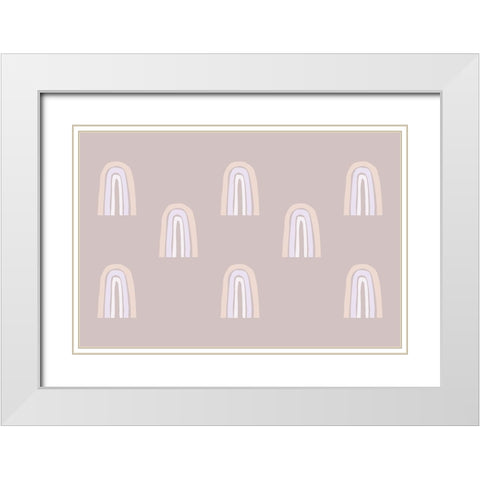 Minimal Rainbows White Modern Wood Framed Art Print with Double Matting by Uplusmestudio
