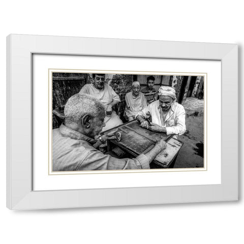 Dominos White Modern Wood Framed Art Print with Double Matting by Aboelnaga, Hisham