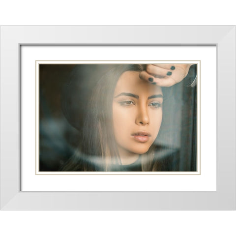 Portrait White Modern Wood Framed Art Print with Double Matting by Sasani, Behrouz