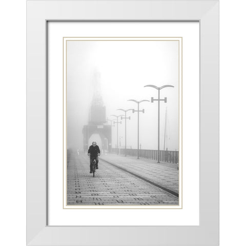 Morning On The Boulevard. White Modern Wood Framed Art Print with Double Matting by Niemiec, Anna