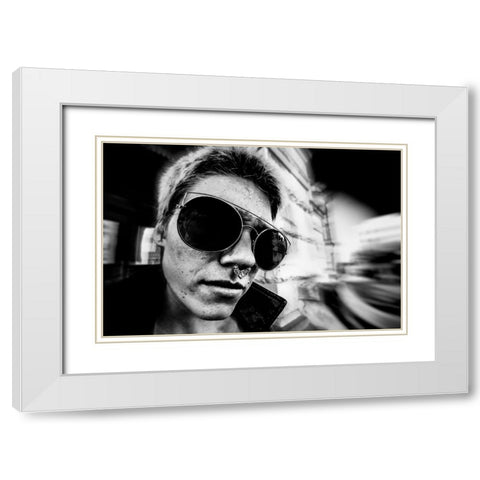 Untitled White Modern Wood Framed Art Print with Double Matting by Hermann, Steve