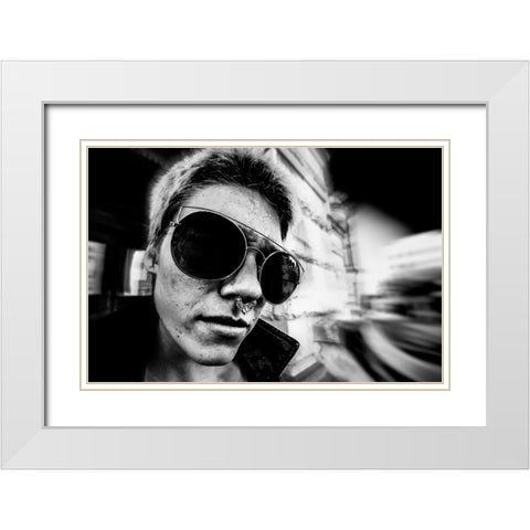 Untitled White Modern Wood Framed Art Print with Double Matting by Hermann, Steve