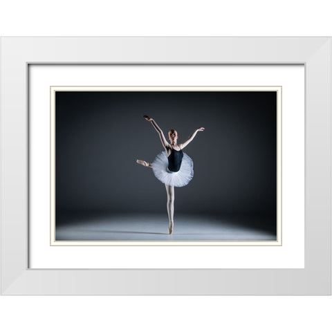 Ballet Dancer White Modern Wood Framed Art Print with Double Matting by Sorensen, Jorgen