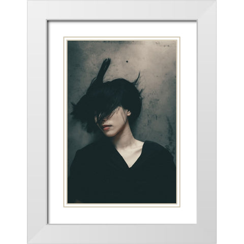 Disturbance Of Mind White Modern Wood Framed Art Print with Double Matting by Sangan, Kurosaki