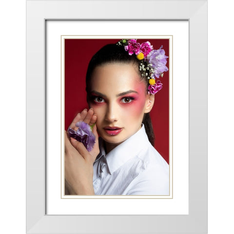 The Flower White Modern Wood Framed Art Print with Double Matting by Kazamil, Farid