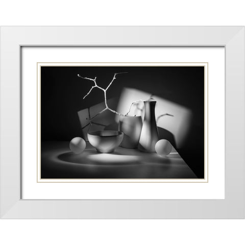 From The Series Qlight And Shadowsq White Modern Wood Framed Art Print with Double Matting by Popov, Evgeniy