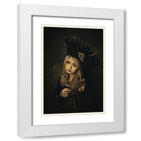 Bloody Rose White Modern Wood Framed Art Print with Double Matting by Koiki