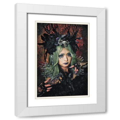 Bloody Rose White Modern Wood Framed Art Print with Double Matting by Koiki