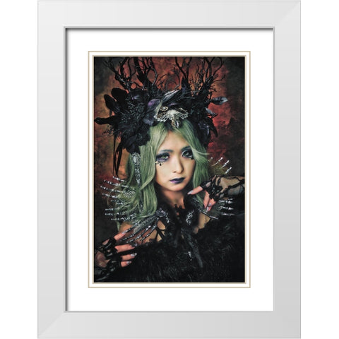 Bloody Rose White Modern Wood Framed Art Print with Double Matting by Koiki