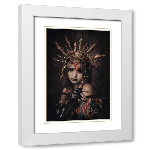 Bloody Rose White Modern Wood Framed Art Print with Double Matting by Koiki