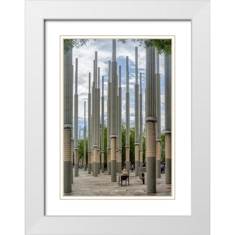 Light Park - Medellin White Modern Wood Framed Art Print with Double Matting by Gross, Benny