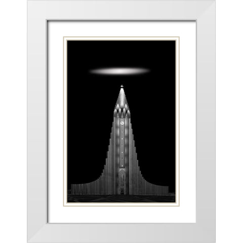 Hallgrasmskirkja Church In Iceland White Modern Wood Framed Art Print with Double Matting by Wang, Ti