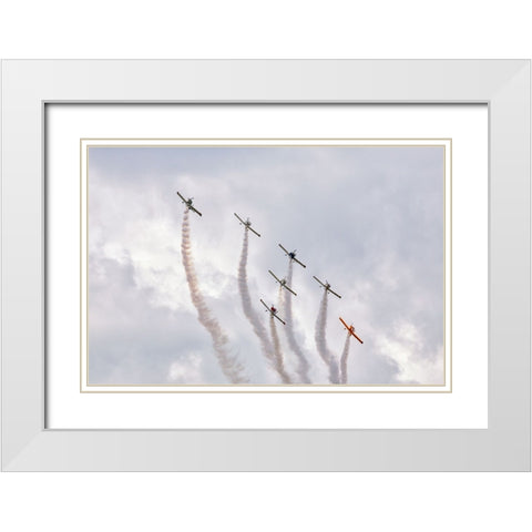 Friends flying. White Modern Wood Framed Art Print with Double Matting by Londal, Leif