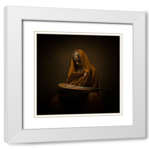 Persian Musician White Modern Wood Framed Art Print with Double Matting by Hasheminasab, Moein